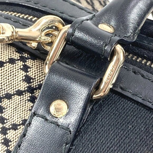 GUCCI Striped logo 2WAY Hand Bag Sherry Line Shoulder Bag Leather/Canvas Navy - Picture 13 of 13